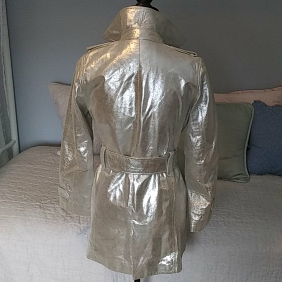 Chicos gold leather trench, EUC - Picture 2 of 14